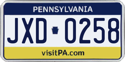 PA license plate JXD0258