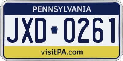 PA license plate JXD0261