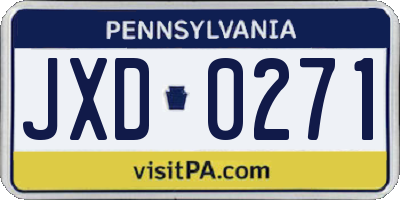 PA license plate JXD0271