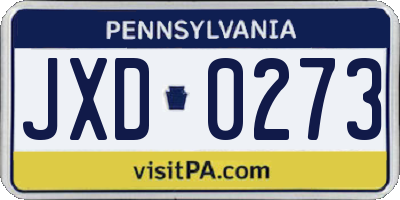 PA license plate JXD0273
