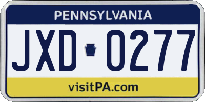 PA license plate JXD0277