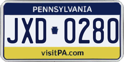 PA license plate JXD0280