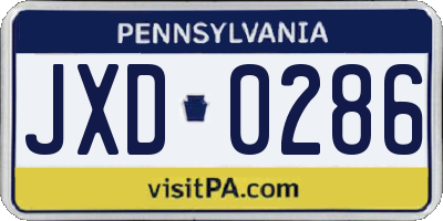 PA license plate JXD0286