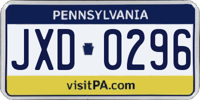 PA license plate JXD0296