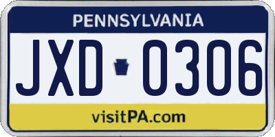 PA license plate JXD0306