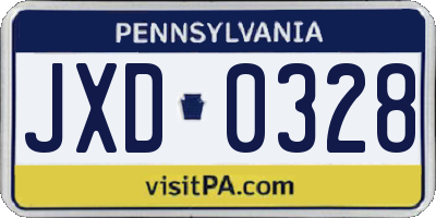 PA license plate JXD0328
