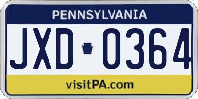 PA license plate JXD0364