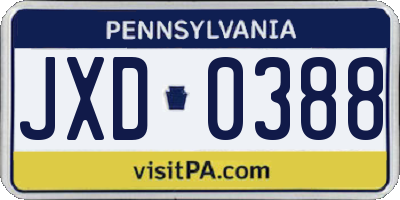 PA license plate JXD0388