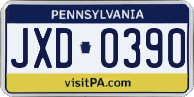 PA license plate JXD0390