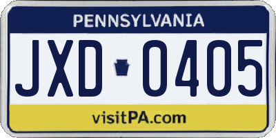 PA license plate JXD0405