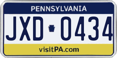 PA license plate JXD0434