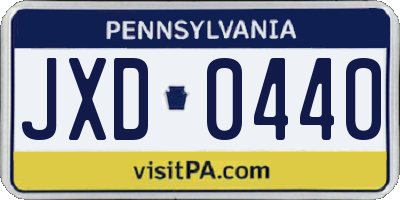 PA license plate JXD0440