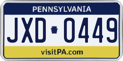 PA license plate JXD0449