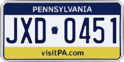 PA license plate JXD0451