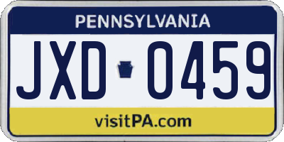PA license plate JXD0459