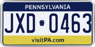 PA license plate JXD0463