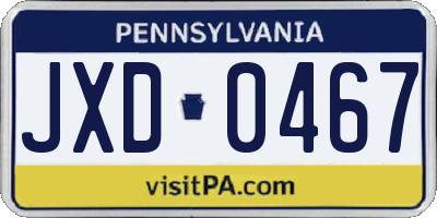 PA license plate JXD0467