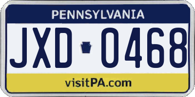 PA license plate JXD0468