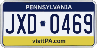 PA license plate JXD0469
