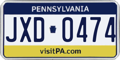 PA license plate JXD0474