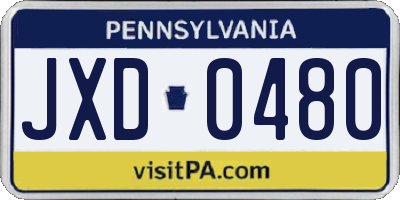 PA license plate JXD0480