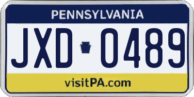 PA license plate JXD0489