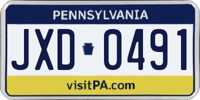 PA license plate JXD0491