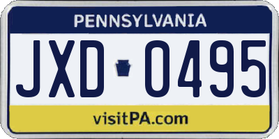 PA license plate JXD0495
