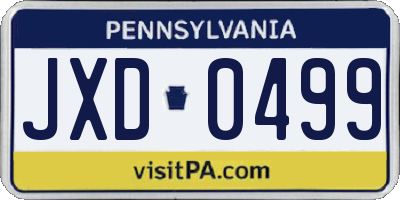 PA license plate JXD0499