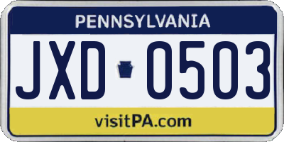 PA license plate JXD0503