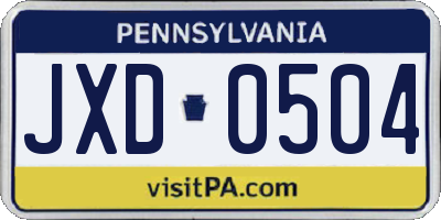 PA license plate JXD0504