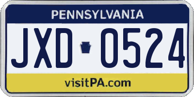 PA license plate JXD0524