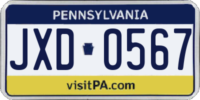 PA license plate JXD0567