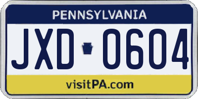 PA license plate JXD0604