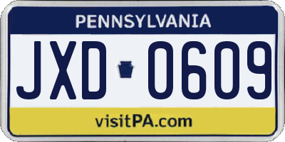 PA license plate JXD0609