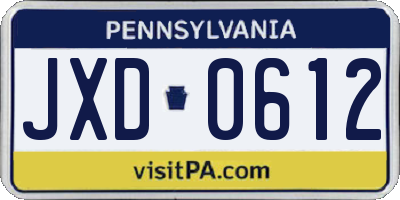 PA license plate JXD0612