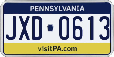 PA license plate JXD0613