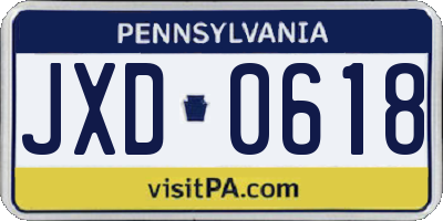 PA license plate JXD0618