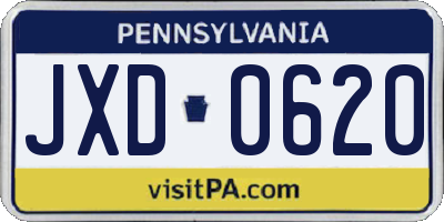 PA license plate JXD0620