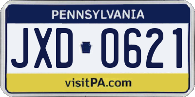 PA license plate JXD0621