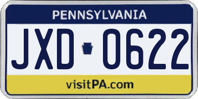 PA license plate JXD0622