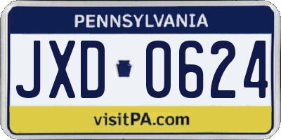 PA license plate JXD0624
