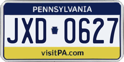 PA license plate JXD0627