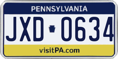 PA license plate JXD0634