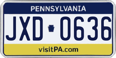 PA license plate JXD0636
