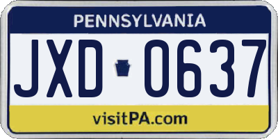 PA license plate JXD0637