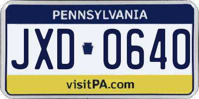 PA license plate JXD0640
