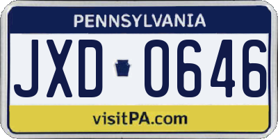 PA license plate JXD0646