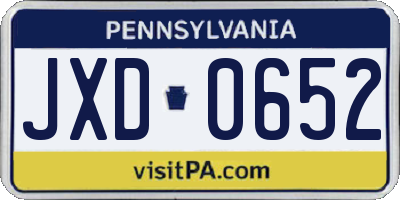 PA license plate JXD0652