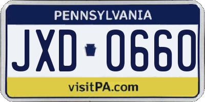 PA license plate JXD0660